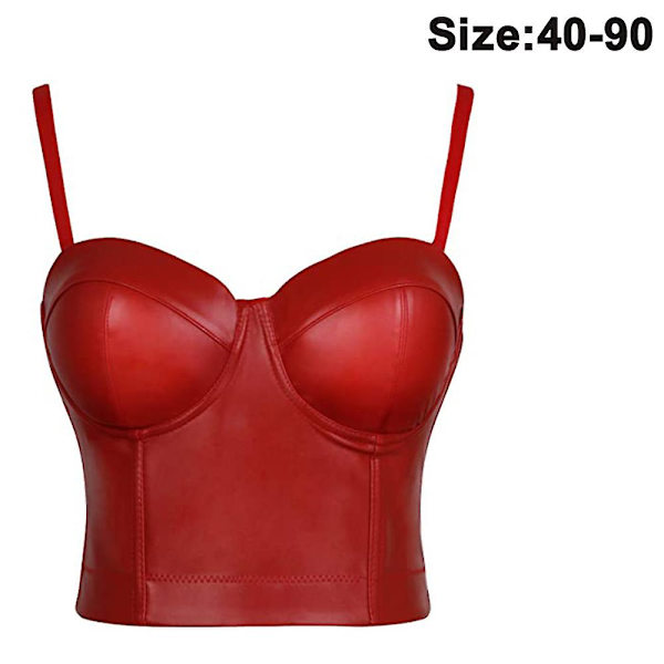 Læder Bustier Kvinders Korset Top BH Sort Bryst-indpakket Vest Elastisk Vest All-match 40 90Rød 40 90 Red