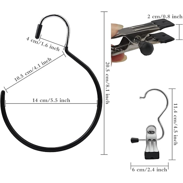8 st Scarf Hanger, Scarf Holder Tie Hanger Scarf Hanger Rings Scarf Storage Tie Holder Scarf Holder För Scarves Ties Belts Hat (svart)