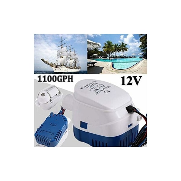 Lænsepumper, 12V 1100GPH Automatisk Lænsepumpe Automatisk Stille Væske Vandpumpe til Marine Lænsepumpe Vandpumpe til Både, Damme, Swimmingpools