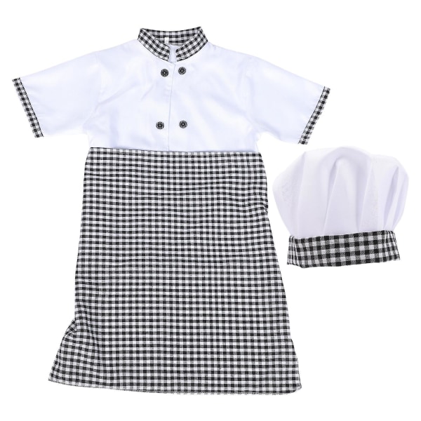 1 Set Unisex Barn Kock Cosplay Uniform Outfit Kortärmad Blus Med Förkläde Hatt Assorterade Färger 120cm Assorted Color 120cm