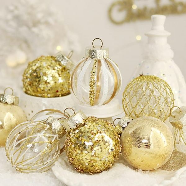 Julgranskulor, 25 st, Plast, Oslåbara, Färgade och Glittrande, Julgransdekorationer, Festdekoration