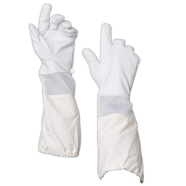 1 Par Bikupahandskar Premium Getskinläder Biodlarhandske Långa Skyddshandskar Storlek XL ( White XL