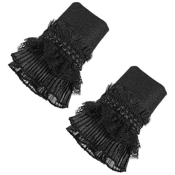 Blomdekorerad handledsmanchett Armband Spets Handledsmanchett Kvinnor Spets Handskar Blommig Handledsmanchett Svart 21.5X12X1CM Black 21.5X12X1CM
