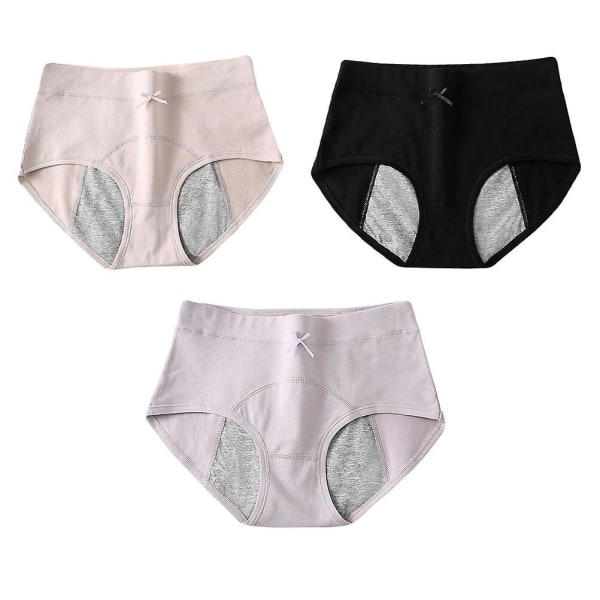 3-pack Trosor för Kvinnor Fysiologiska Underkläder Menstruationsunderkläder Mellanhöga Byxor M M