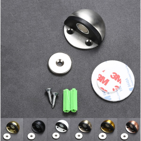 Punch-free door stopper 304 stainless steel floor suction anti-collision stopper strong magnetic door stopper 3pcs (Brushed steel)