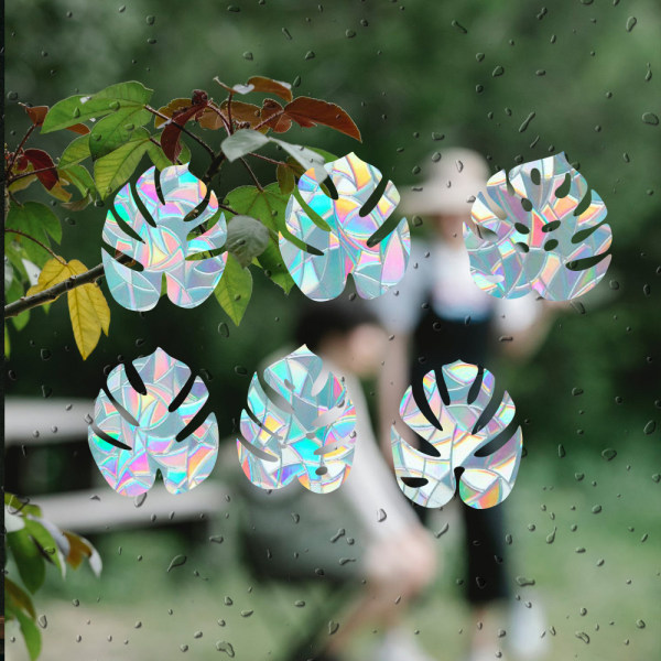 Lövfönster klamrar fast statiska regnbågsfönsterdekaler Anti-kollisionsglasdekaler Solfångaredekorationer Icke vidhäftande Prismatisk vinyl