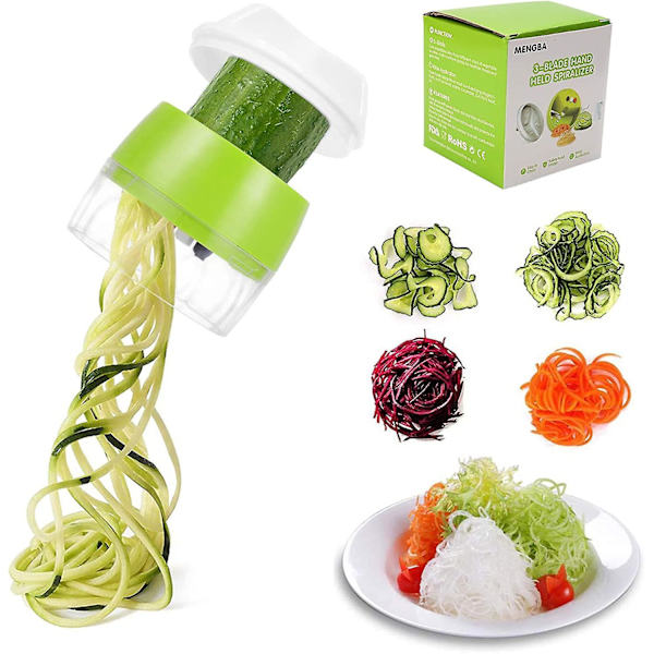 Mini Spiralizer för Grönsaker, Spiralizer Slicer, Med Handhållen Rotering Bra Grepp - Växlande 3 Blad För Varierande Skärningsmönster, Morot, Gurka
