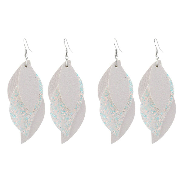 3 Par Sequinörhängen Läderörhängen Modeörhängen Dangle Kvinnor Dangler Örhängen Smycken Vit 2 par 2 pairs 4*8.3cm