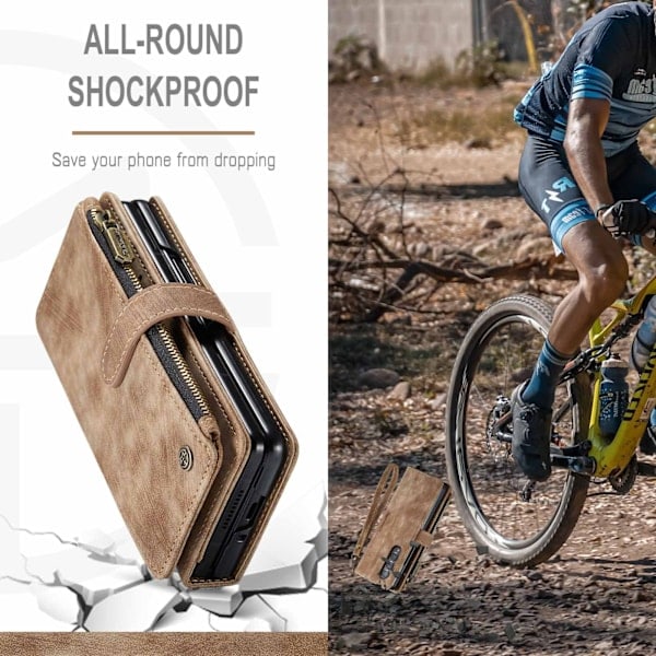 For Samsung Galaxy Z Fold 3 Case, Newest Retro Wallet Case with Card Slots, Multifunctional Case with Magnetic Stand Strap Zipper_RY