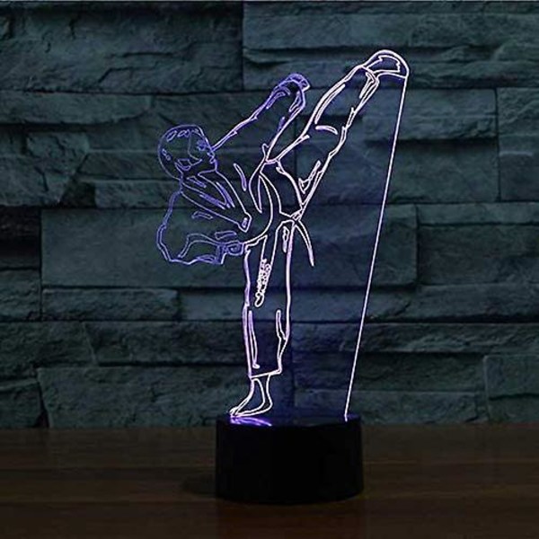 3D Karate LED-lampor Art Deco-lampa Färgväxlande LED-lampor, Dekoration Heminredning Bästa presenten till barn, Touch-kontrolllampa 7 färger som ändras