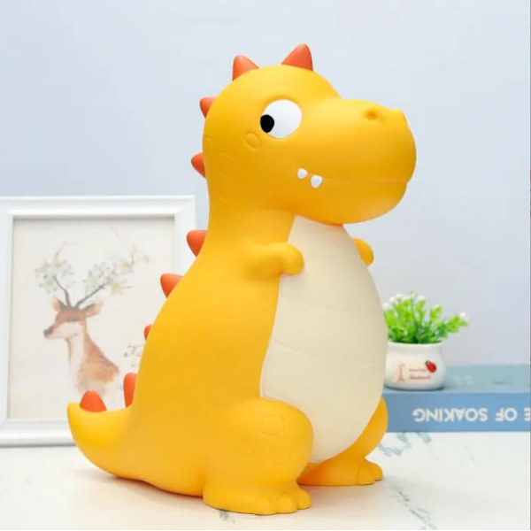 Plastpengarspargris, dinosaurie-spargris, perfekt present till födelsedag, jul, babyshower (gul)