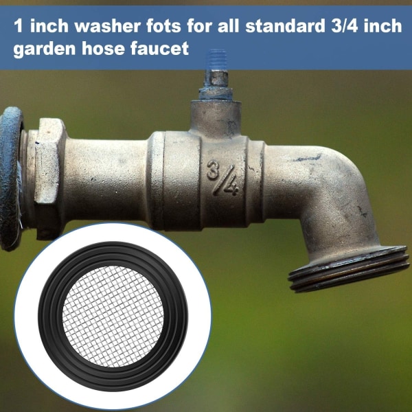 20 stk Rustfritt Stål Filter Hage Slange Vaskemaskin Tetning O-Ring Pakning Gummi Vaskemaskin med 40 Mesh for 3/4 Tommer Hage Slange og Vann