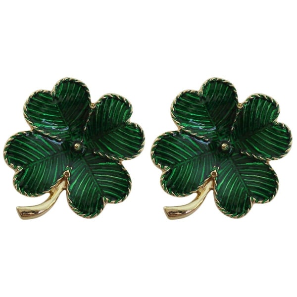 3 kpl Shamrock Kultapinnoitettu Neljänlehtisuuri Apila Retro Rintaneula Pyhän Patrickin Päivän Asuste (vihreä) 2pcs