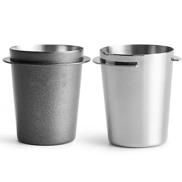 2 stk. Rustfrit Stål Dosering Kop Kaffe Sniffing Kop Pulver Feeder, Sort Sølv