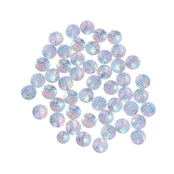 50 st 12 mm Polymerlera Solid Ab Färg Runda Diamant Resin Strass Lösa Pärlor DIY Smycken Tillbehör White