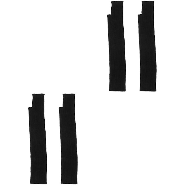 6 st Fingerlösa Långa Vantar Stickade Ull Tumhål Vantar 4 st 4 pcs