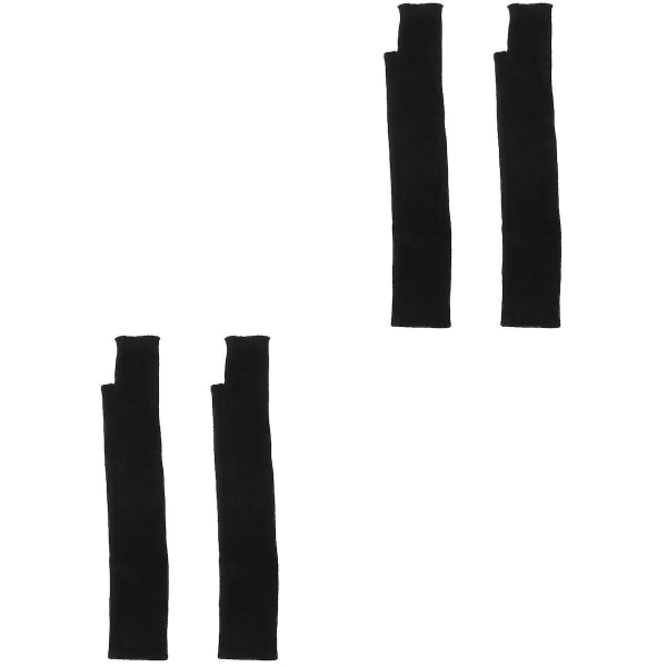 6 stk Ensfargede Fingerløse Lange Hansker Strikkede Ull Tommelhull Votter 4 stk 4 pcs