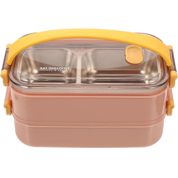 1600ml Matboks i rustfritt stål 304 Dobbeltlags Termisk Matbeholder Matlagringboks Med Lopp For Studenter (rosa)Rosa Pink