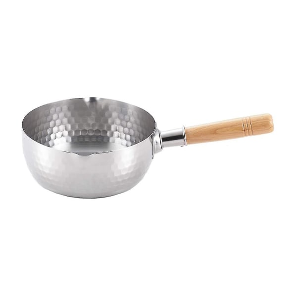 Rustfrit Stål Gryde Traditionel Gryde Med Træhåndtag Perfekt Til Ramen Mælk Osv 16cm