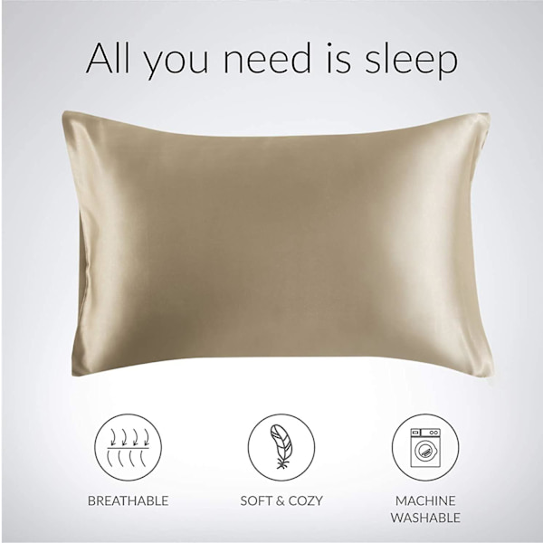 Satin Kuddeöverdrag för Hår och Hud, 2-pack - Standardstorlek Kuddeöverdrag - Satin Kuddeöverdrag med Kuvertstängning Taupe 20 x 26 Taupe 20  x 26