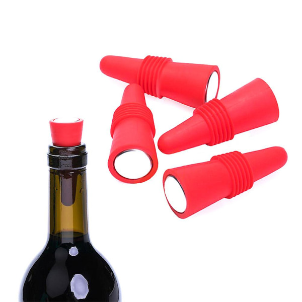 5pcs Wine Bottle Stopper Silicone Wine Cork Reusable Wine Bottle SaverRed