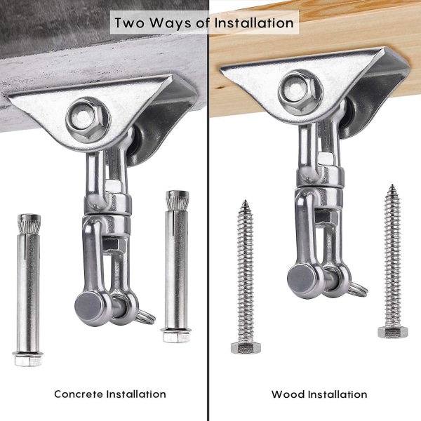 Innovativ Takkrok med 304 Rostfritt Stål 500kg Kapacitet 360 Rotation, Upphängning för Betong Trä Set, Hängstol, Hänglampa, Hängmatta,