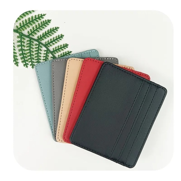 Minimalistiska plånböcker för män och kvinnor läderkorthållare med frontficka, wathet, 3,9*3,1 tum