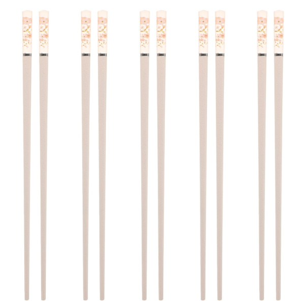 5 Par Genanvendelige Japanske Spisepinde Hjem Ikke-Skridsikker Legering Spisepinde Pink 24X1CM Pink 24X1CM