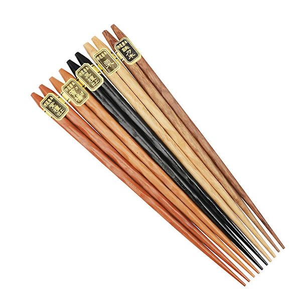 5 Par  Genanvendelige Spisepinde Japansk Stil Naturlige Træspisepinde Spisepinde Gaveæske Med Etui (Vridne Spisepinde) 5 Stk 5Pcs