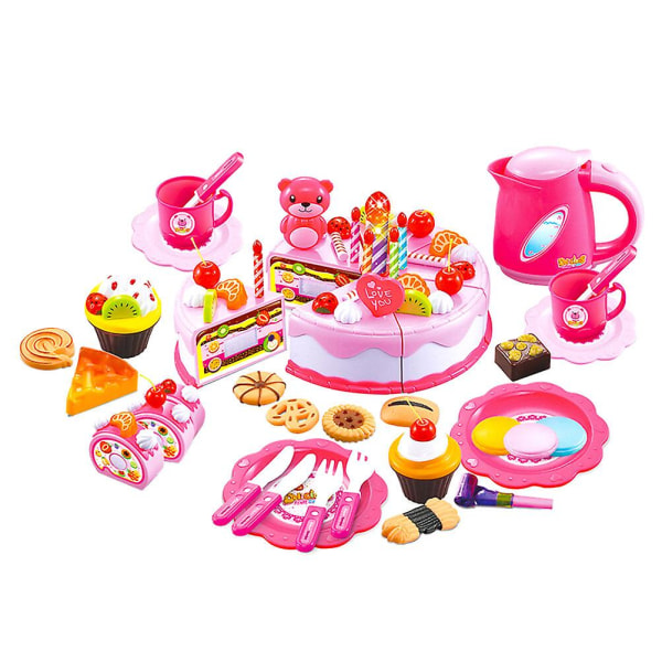 80pcs Birthday Cake Cutting Toy Fun Pretend Play Food Dessert Cutting Toy Playset Kids Educational T