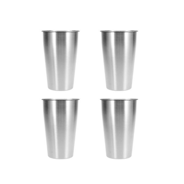 4 kpl 500 ml Ruostumattomasta Teräksestä Valmistettuja Olutmuki Kannettavia Yksikerroksisia Mukia Ulkokäyttöön Kahvikuppeja Auton Mukia (hopea) 500 ml 13,5 x 8,8 x 6 cm 500ml 13.5x8.8x6cm