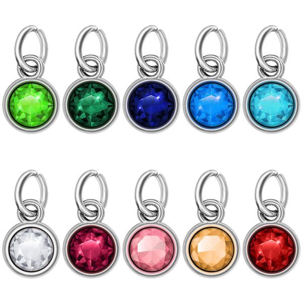 24 stk Glasøreringe Fødselsstein Vedhæng Charms Krystal Diamant Vedhæng Krystal Kvarts Charms Fødselsstein Ørering VedhængM M