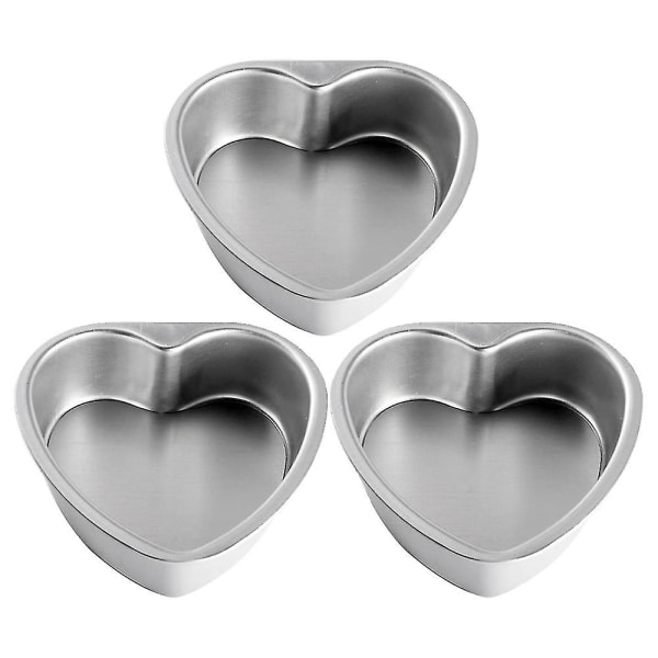 3-pack aluminium hjärtformad non-stick kakformsset Set det-själv form med avtagbar botten - 4