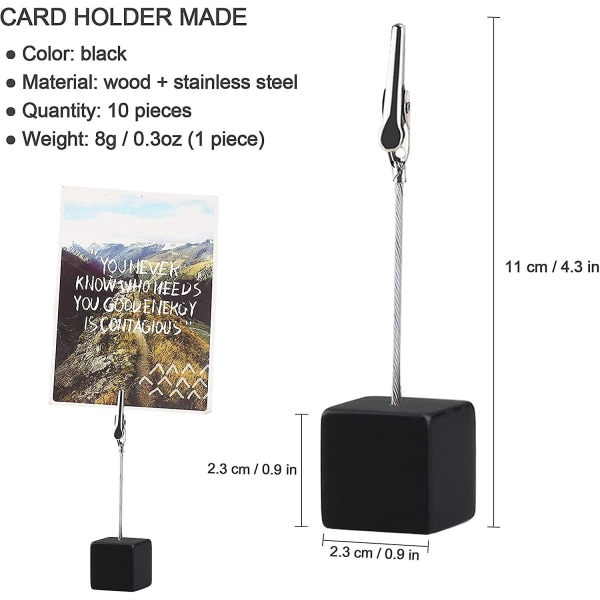 Memo Clip Holder 10 stykker, bildeholder med klips, stativ trekortbord, vertikal notatkube for bilder (14 stk)