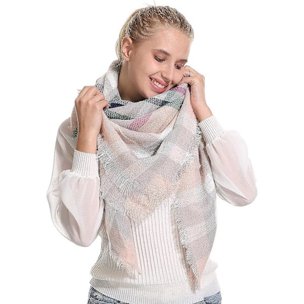 Rutiga Pläd-Sjal Vinter Höst Halsdukar För Kvinnor, Varma Mjuka Tjocka Överstora Tartansjalar Wraps Halsdukar Rosa Pink