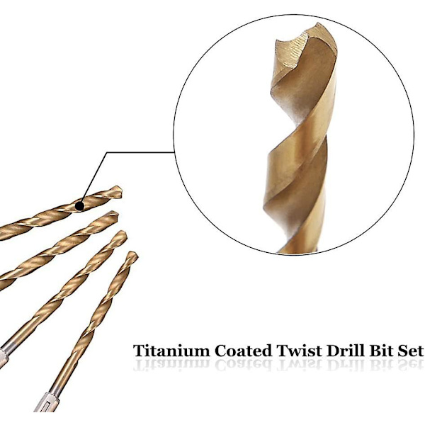 Titancoatade Spiralborrsats, Hexskaft Snabbväxlingsborrar För Stål, Trä, Plast, Aluminium (1 set (13 st))