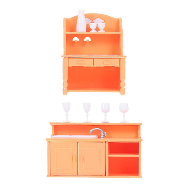 1 Set Simuleringsdiskbänks- och Vinkällaremodell Leksak Dockhustillbehör Orange 9,6X5,5CM Orange 9.6X5.5CM