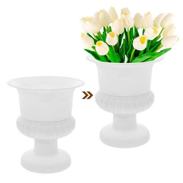 Bröllopsblomkruka i Plast, Dekorativ Blomkruka för Fest, Trädgårdsplanterare, Vit 15X17CM White 15X17CM
