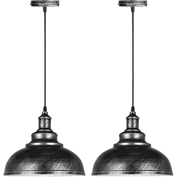 Sett med 2 industrielle hengelys lysekrone taklampe Vintage E27 retro metall taklampe for kjøkken Spisestue Stue Restaurant, Diamet