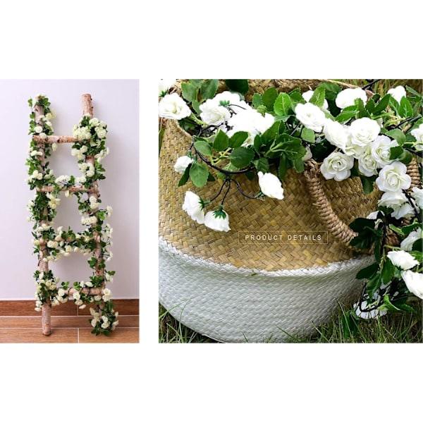 RIY 2-pak (1,78 m pr. sløjfe) Kunstige hængende rosenblomster, vedbendranke, kunstig rosenranke, hjem, fest, have (69 små rosenblomster HVIDE)4-
