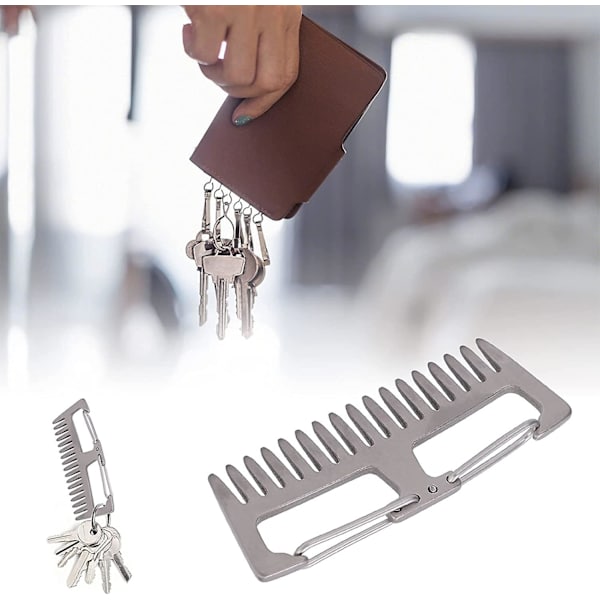 Kam av titanlegering, utomhuskam, spänne, bärbar antistatisk lättviktskam, spänne, campingverktyg, 1-pack