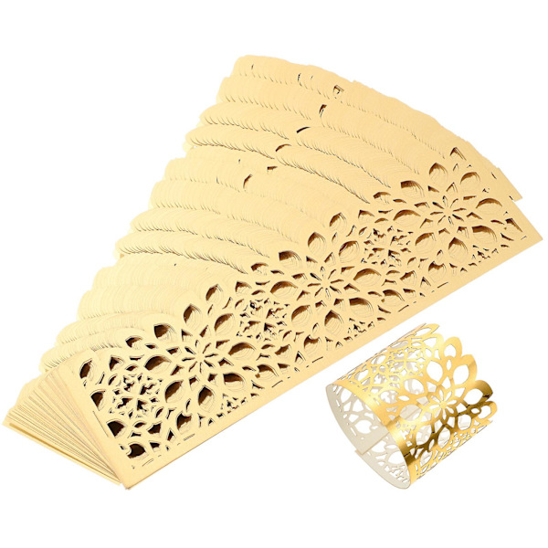 50 stk Serviettholdere Bord Gull Serviettringer Sett Bordnummer 1-30 Dekorative Servietspenner Bryllup Golden 17X5X2CM