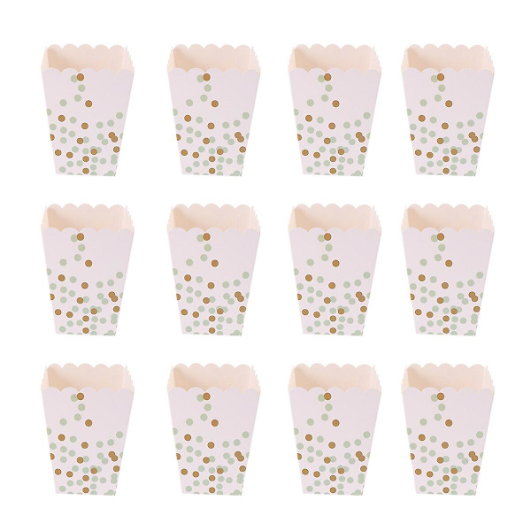 24 st Kreativa Färgglada Popcornaskar med Polka Dot-Tryck Partygodisask Snacksbehållare Festtillbehör för Födelsedag Bröllop 7,5X7,5X10,7cm 7.5X7.5X10.7cm