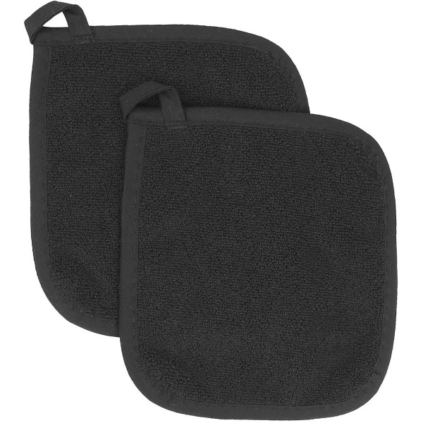 Grytlappsats i frotté, Köksunderlägg, 2-pack Svart Black