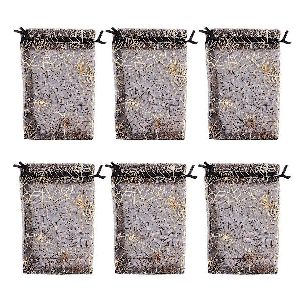 100 stk Halloween Organza Gaveposer Party Gaveposer Slikposer Sort 10X15CM Black 10X15CM