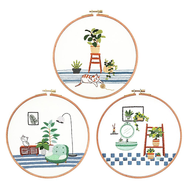 3 Set Barnens Broderi Tillbehör Korsstygn Utrustning DIY Broderi Set 20X20cm