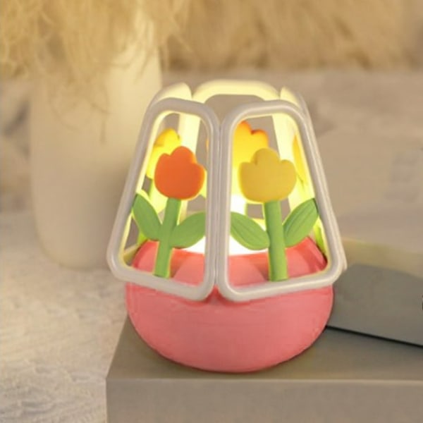 Tulip lille natlampe fem-lys farve USB opladningslampe til børns soveværelse