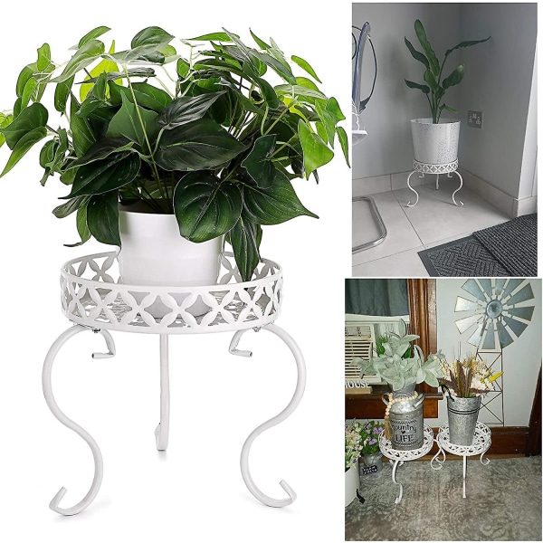 1 St. Inomhus/Utomhus Metallisk Blomkrukehållare, Vit (Växt Ingår Inte)