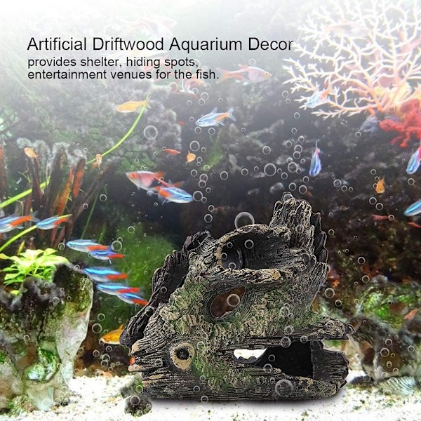 Akvarium Drivtømmer Kunstigt Høj Kvalitet Harpiks Træstamme Dodge Reproduktion Dekorer Træ Rødder Hul Træ Hul til Fisk Tank Ornament