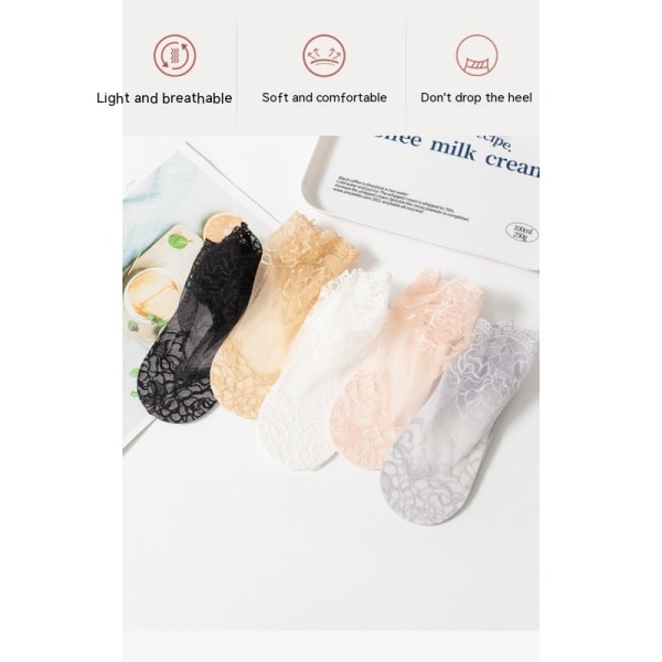 3 Par Casual Sneakers Kvinnor Spets Crewstrumpor Korta Strumpor Blommiga Tunna Strumpor Spets Tunna Strumpor Pink 3 Pairs